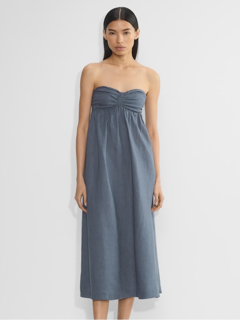 Aritzia Strapless Linen Midi Dress